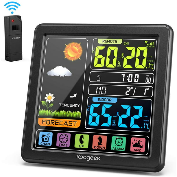 Indoor Outdoor Digital LCD Wireless Color Weather Station Calendar Thermometer